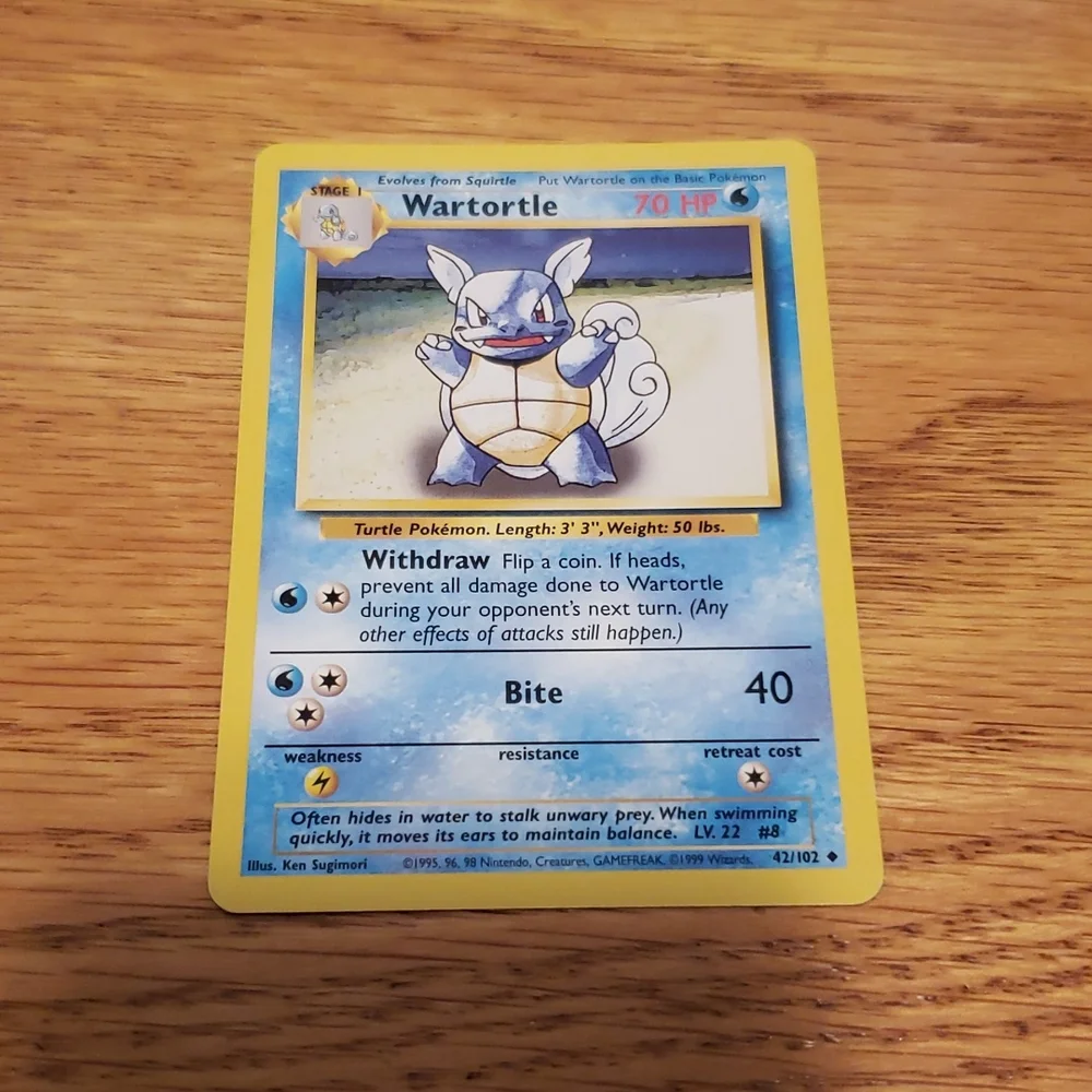 Wartortle UNCOMMON Pokémon Card 42/102